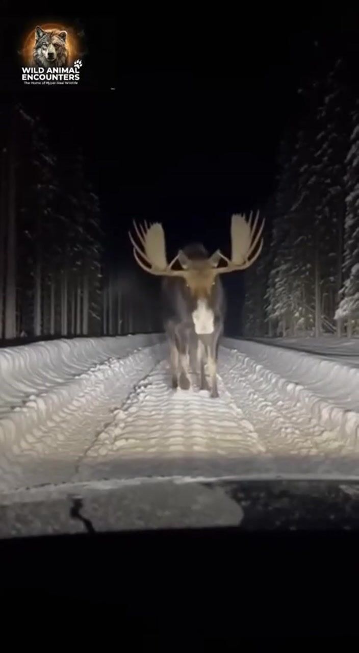 Moose on a winter night: AI-generated film still